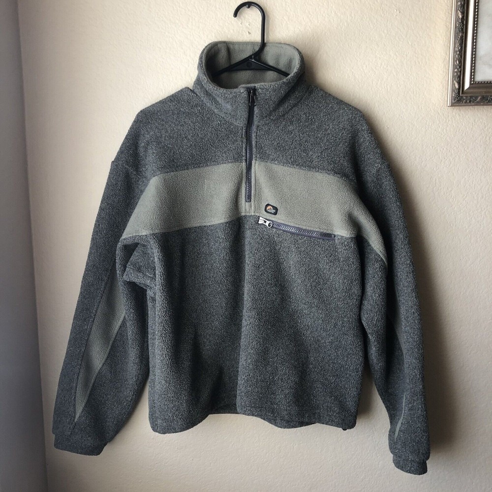 Lowe Alpine 1/4 Zip Fleece Jacket Polartec Gray Khaki Men’s Size Small EUC